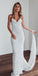 Charming White Lace Mermaid Sleeveless Cross Back Wedding Dresses, FC1761