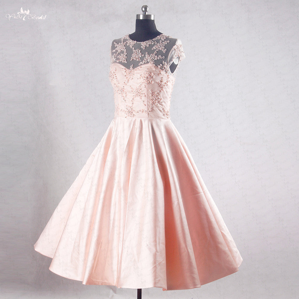 Cap Sleeve A Line Pearls Beading Knee Length Peach Pink Short Homecoming Dresses,220029