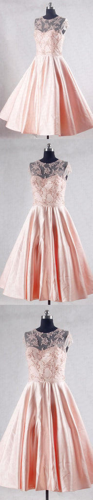 Cap Sleeve A Line Pearls Beading Knee Length Peach Pink Short Homecoming Dresses,220029