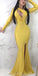 Newest Different Colors Mermaid One Shoulder Long Sleeves Slit Prom Dress, FC4139