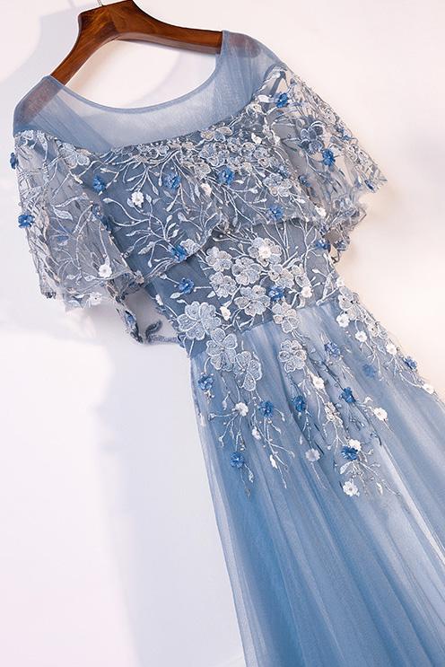 Long Prom Dresses, Tulle Prom Dresses, Floor-Length Party Prom Dresses, Applique Prom Dresses, Beautiful Prom Dresses, A-Line Prom Dresses, Prom Dress, LB0653