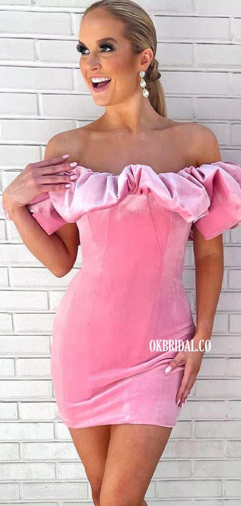 Charming Off Shoulder Velvet Mermaid Homecoming Dress, FC7002