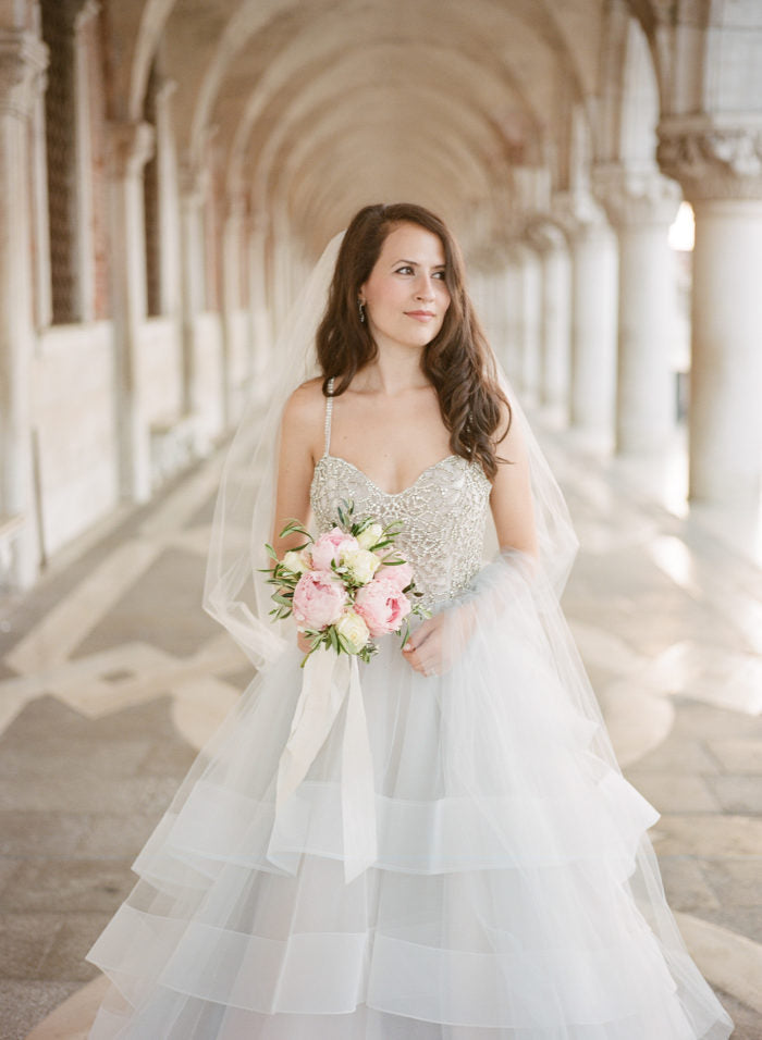 Charming Beaded Top Wedding Dress, A-Line Organza Backless Wedding Dress, KX786