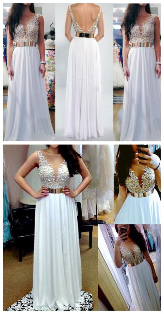 White Prom Dresses, V- Back Prom Dresses,Long Prom Dresses, Cheap Prom Dresses, Charming Prom Dresses, Party Prom Dresses ,Evening Dresses,Prom Dresses Online,PD0108