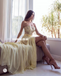 Charming Tulle Slit Backless Lace Sexy Prom Dresses, FC2540
