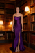 Charming Purple Mermaid Sparkle Sexy Slit Long Backless Prom Dresses, OB103
