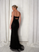 Spaghetti Straps Black Mermaid Sequin Backless Prom Dresses, OB108