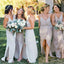 Simple Cheap Chiffon Spaghetti Strap Side Split Long Bridesmaid Dresses for Beach Wedding Party, WG100