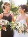 Black A-Line Chifffon Bridesmaid Dresses, Long Sleeveless Tulle Bridesmaid Dresses, KX1042