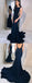 New Arrival Navy Blue Mermaid Backless Jersey Sleeveless Prom Dress, FC1246