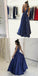 Charming Deep V-Neck Prom Dresses, Sleeveless Jersey A-Line Backless Prom Dresses, KX1256