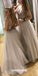 Charming Beaded A-Line Sleeveless Tulle Sequin Backless Prom Dresses, KX1259