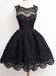2016 Black lace simple modest vintage freshman homecoming prom dresses, BD00129