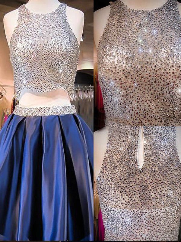 Blue sequin two pieces sparkly off shoulder sexy homecoming prom
