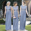 Elegant Lace Top Cap Sleeve Charming Small Round Neck Formal A Line Cheap Bridesmaid Dresses, WG147