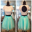 Short sleeve two pieces beaded open back unique cute for teens  homecoming prom dresses, BD00148