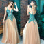 Tulle Spaghetti Straps Prom Dress, Applique Backless Prom Dress, A-Line Prom Dress, KX156