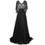 Lace Prom Dress, V-Neck Prom Dress, Chiffon Prom Dress, V-Back Prom Dress, Black Prom Dress, KX15