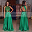 Green Backless Satin Prom Dress, Sleeveless Sexy Beaded Prom Dress, KX160