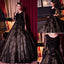 Special Black Tulle Lace Scoop Neck Long Sleeve A-line Wedding Dresses, WD166