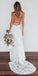 Charming White Lace Mermaid Sleeveless Cross Back Wedding Dresses, FC1761