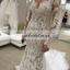 Long Sleeve Wedding Dress, Lace Wedding Dress, Vintage Bridal Dress, Tulle Wedding Dress, Elegant Mermaid Wedding Dress, Floor-Length Wedding Dress, KX182