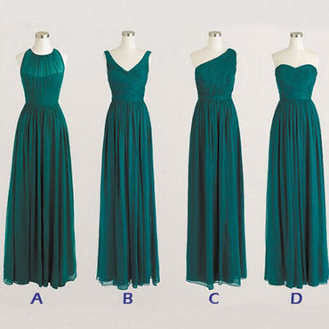 Cheap Simple Formal Chiffon One Shoulder Floor-Length A Line Maxi Bridesmaid Dresses, WG136