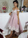 Charming Off Shoulder Applique High-Low Satin Backless Homecoming Dress, KX184