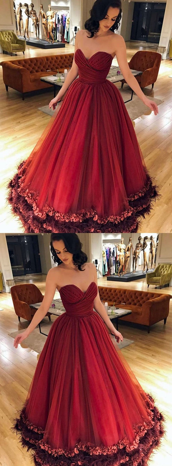 Burgundy Red Black Veiled Ball Gown with Beaded Top – A Lark And A Lady