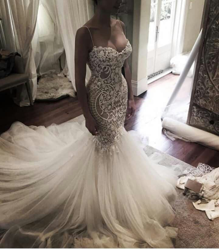 Mermaid Sweet heart Lace Sexy Wedding Dresses, Spaghetti Strap Backless Charming Wedding Dresses, 220019