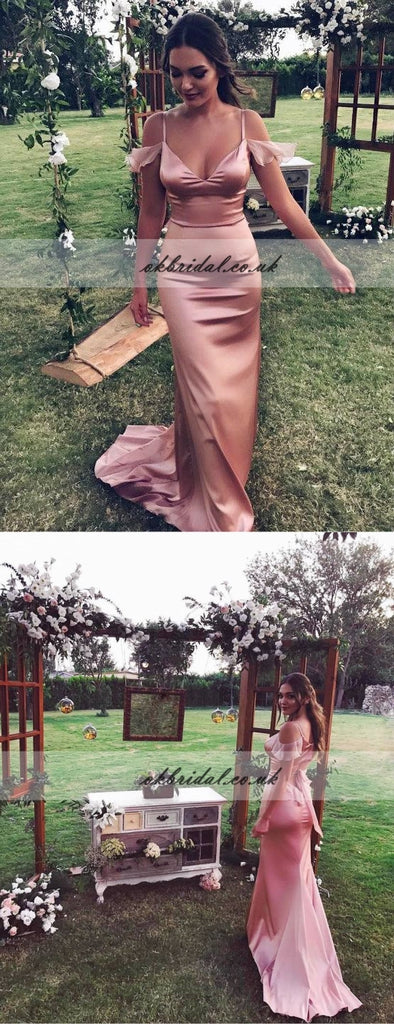 Popular Spaghetti Straps Long Elegant Prom Dresses, Sexy Mermaid Soft Satin Prom Dress Gown, KX191