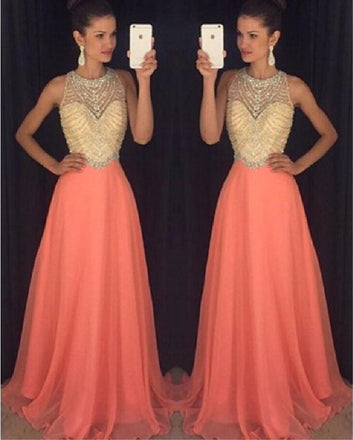 Scoop Neckline Sexy Backless Side Slit Sequin Prom Dresses, PD0142