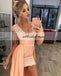 Detachable V-Neck Lace Prom Dress, Charming Cap Sleeve Prom Dress, KX193