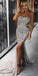 Sparkly Sequin Mermaid Slit Beaded Backless Prom Dresses, FC1968