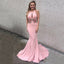 Pink Mermaid Sxey Backless Prom Dress, Applique Jersey Floor-Length Prom Dress, KX208