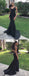 Charming Black Long Prom Dress, Sexy Mermaid Backless Jersey Prom Dress, KX209