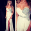 Sexy Side Split Ivory Sweet Heart Simple Charming A Line Cheap Long Prom Dresses, WG237