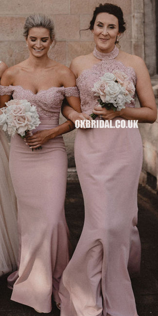 Charming Mermaid Lace Sexy Backless Jersey Bridesmaid Dress, FC2552