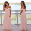 Off the Shoulder Pink Bridesmaid Dress, Cheap Chiffon Backless Bridesmaid Dress, KX262