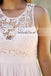 Round Neckline Pink Bridesmaid Dress, Lace chiffon Open-Back Bridesmaid Dress, KX263