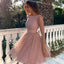 Sparkly A-line Long Sleeve Backless Cute Homecoming Dress, FC2672