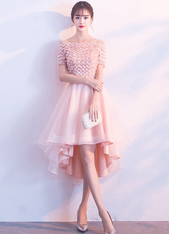 New Arrival High-Low Applique Homecoming Dresses, A-Line Organza Cheap New Arrival High-Low Applique Homecoming Dresses, A-Line Organza Cheap