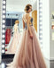 Sparkle Beaded Sleeveless Prom Dresses, Cheap Tulle A-Line Prom Dresses, KX838