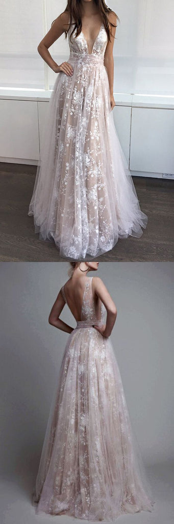 2017 High Quality Lace Deep V Neck Backless Sexy Charming Affordable Long Wedding Dresses,220032