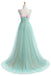 Long Tulle Sleeveless Prom Dress, Applique Simple A-Line Prom Dress, LB0321