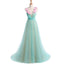 Long Tulle Sleeveless Prom Dress, Applique Simple A-Line Prom Dress, LB0321
