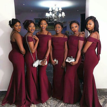 Burgundy winter bridesmaid dresses best sale