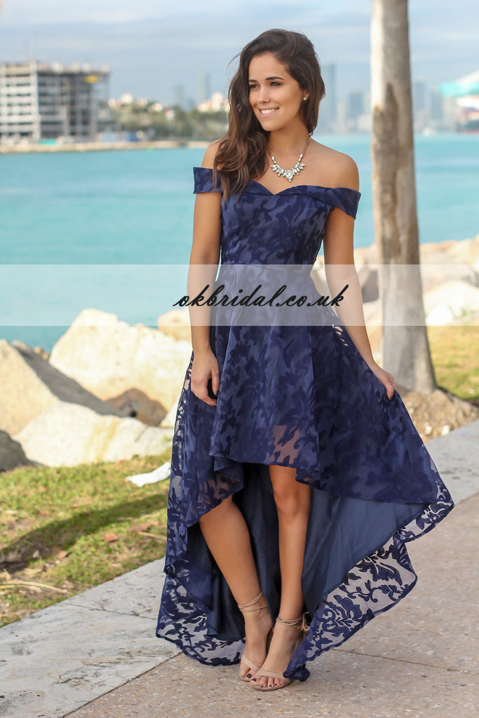 High-Low Lace Homecoming Dresses, Off Shoulder Backless Homecoming Dresses, KX339