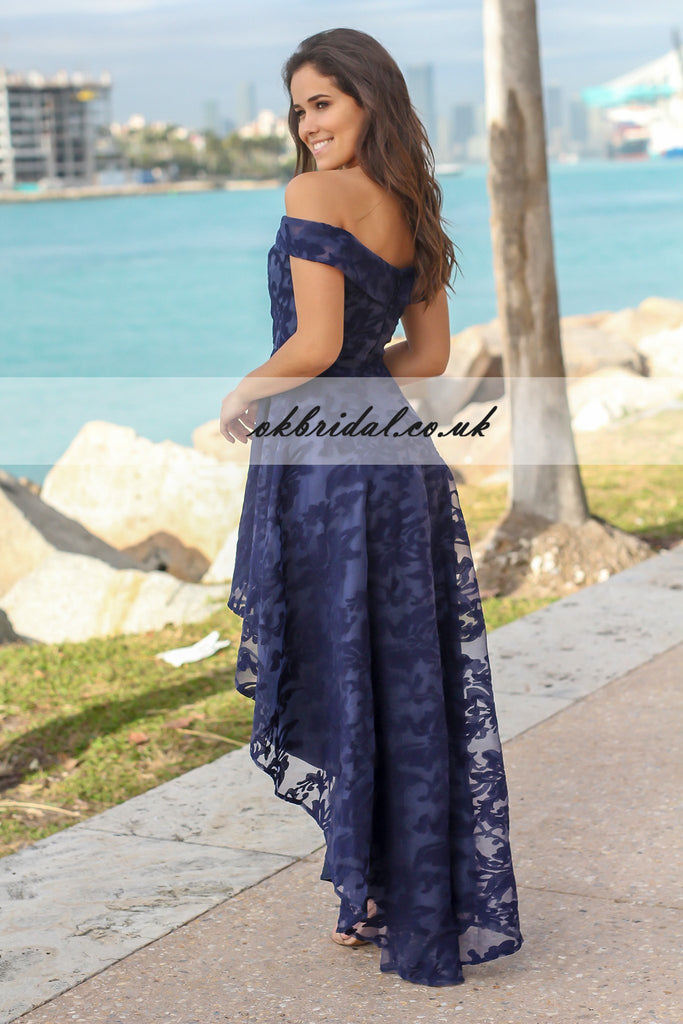 High-Low Lace Homecoming Dresses, Off Shoulder Backless Homecoming Dresses, KX339