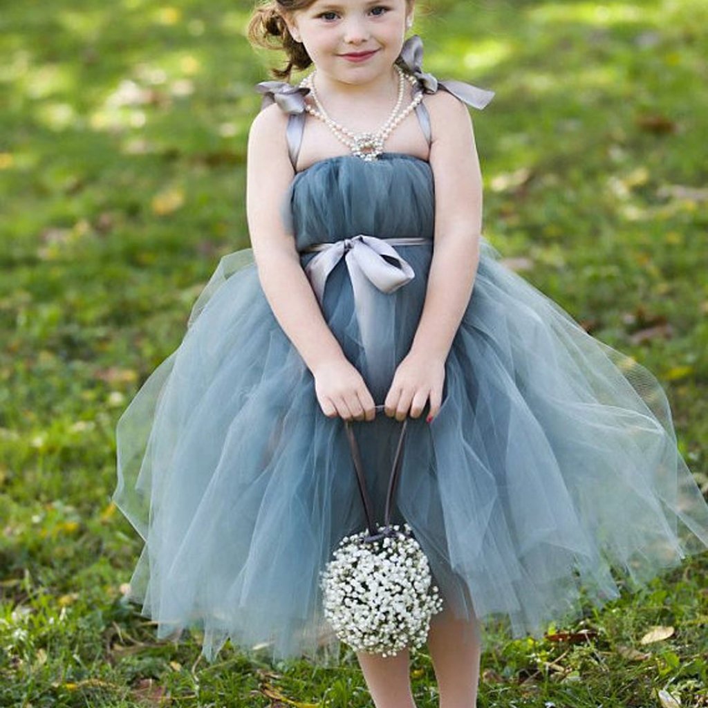Round Neck Silver Sequin Tulle Pretty Little Girl Dresses For Wedding Party, Flower Girl Dresses, FG003